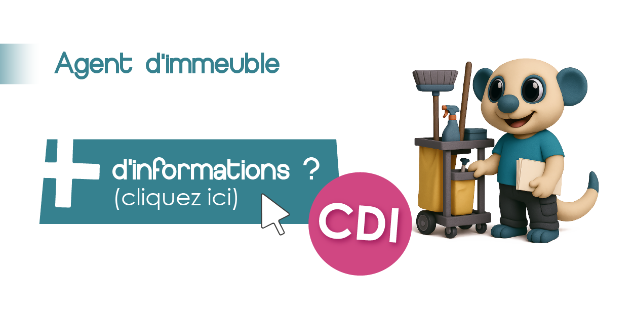 Offre d'emploi pour un poste d'agent d'immeuble (femme/homme). Cliquez sur l'image pour ouvrir la fiche de poste.